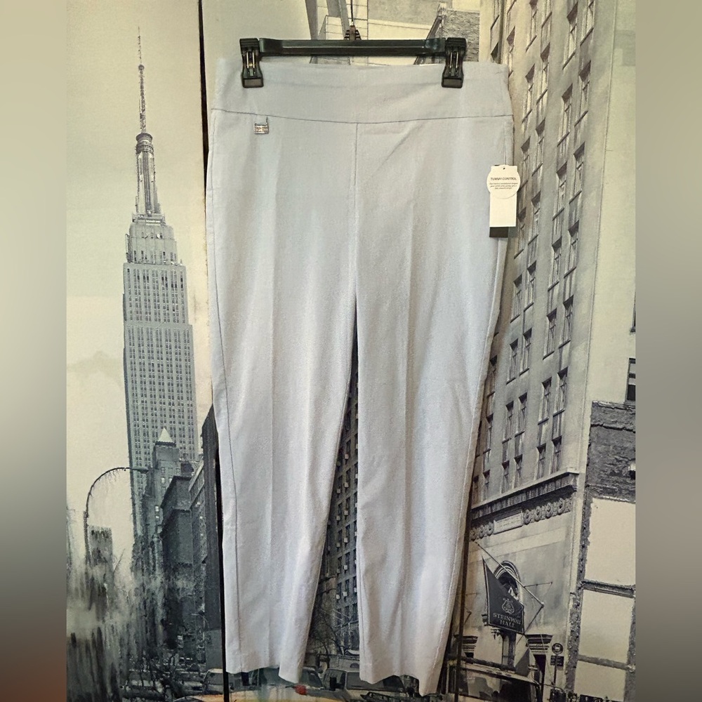 PREMISE - Light Blue and White Stretch Ponte Pull-On Pants